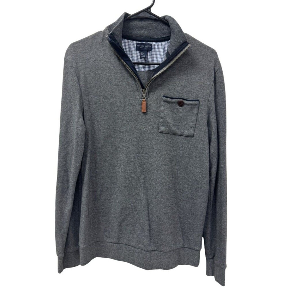 Thomas Parker | Gray Quarter Zip Pullover Sweater | Men's Small